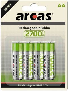 ARCAS 17727406 AA / HR6, 2700 mAh, Rechargeable Ni-MH, 4 pc s