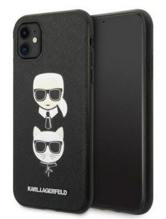 - Karl Lagerfeld 
 Apple 
 iPhone 11 /  XR 6.1 hardcase Saffiano Ikonik Karl&Choupette Head 
 Black melns