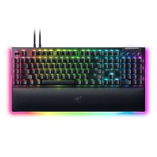 - Razer 
 
 Mechanical Gaming Keyboard BlackWidow V4 Pro RGB LED light, US, Wired, Black, Yellow Switches, Numeric keypad dzeltens