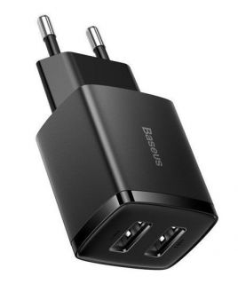 Baseus Compact charger 2x USB 10.5W 
 Black melns