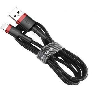 Baseus Cafule Cable durable nylon cable USB  /  Lightning QC3.0 1.5A 2M black-red CALKLF-C19 
 Black melns