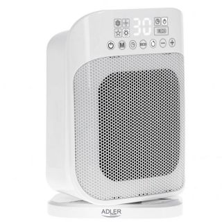 - Adler Heater with Remote Control AD 7727 Ceramic, 1500 W, Number of power levels 2, Suitable for rooms up to 15 m², White