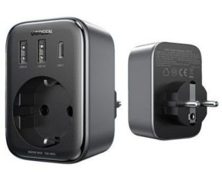 -&nbsp;Ugreen charger 30W  2xUSB / USB C / AC   /  adapter EU EU 13A Ugreen CD314 Black