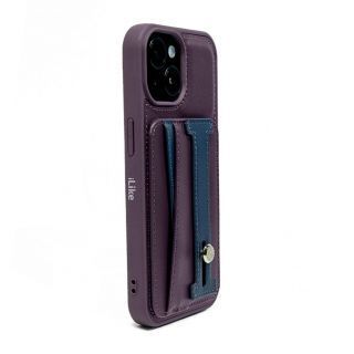 - iLike 
 Apple 
 iPhone 15 Pro LEATHER POCKET STAND COVER 
 Purple purpurs