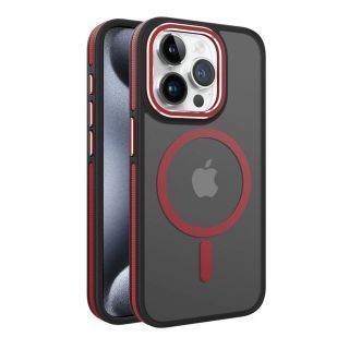 - iLike 
 Apple 
 iPhone 15 Pro Max DUAL METAL FRAME MAGSAFE CASE 
 Red sarkans
