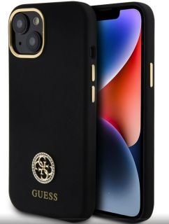 GUESS Guess 
 Apple 
 iPhone 15 Liquid Silicone 4G Strass Metal Logo Case 
 Black melns
