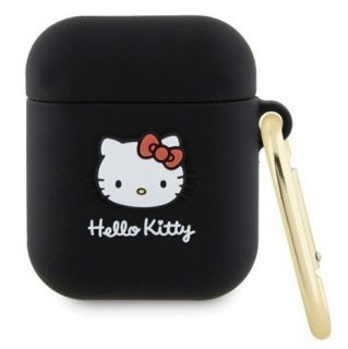 - Airpods 1/2 cover czarny Silicone 3D Kitty Head Black