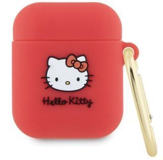 - Airpods 1/2 cover Silicone 3D Kitty Head Red