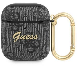 GUESS&nbsp;Guess Apple AirPods 1 / 2 cover szary / grey 4G Script Metal Black