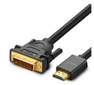 - Ugreen 
 
 cable cable adapter DVI adapter 24 + 1 pin male HDMI male FHD 60 Hz 1.5 m black HD106 11150 
 Black melns