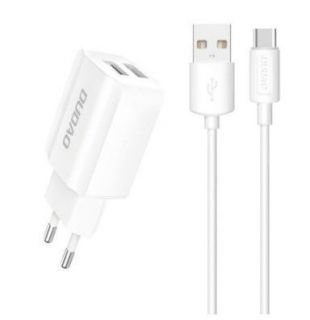 - Dudao 
 
 EU wall charger 2x USB 5V  /  2.4A + USB Type C cable white A2EU + Type-c white 
 White balts