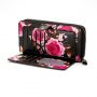 Universal Wallet Zipper Design Flower Black