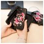 Universal Wallet Zipper Design Flower Black