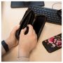 Universal Wallet Zipper Design Flower Black