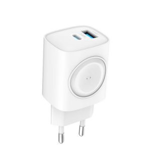 Evelatus 2 in 1 Charger 20W Max USB-C+USB-A:15W Max USB-C+USB-A+Wireless:15W+2W 17W Max White