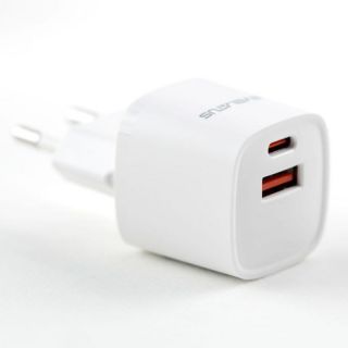 Evelatus&nbsp;USB-A and USB-C 30W Max  /  EU charger White