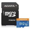 Aksesuāri datoru/planšetes Adata MEMORY MICRO SDXC 512GB W / AD. / AUSDX512GUICL10A1-RA1 