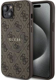 GUESS Guess Apple iPhone 15 4G Collection Leather Metal Logo MagSafe Brown brūns
