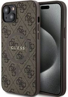 GUESS Guess Apple iPhone 15 4G Collection Leather Metal Logo MagSafe Brown