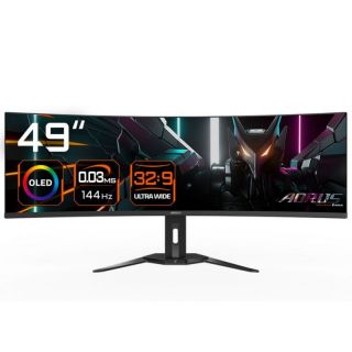 Gigabyte Gigabyte Gaming Monitor 49'' OLED AORUS CO49DQ EK1, 5120x1440 DQHD, 3 ms, 250 cd / m2  TYP , HDMI ports quantity 2, 144 Hz, Black