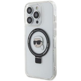 - Karl Lagerfeld Apple iPhone 15 Pro Hardcase Ring Stand Karl Head MagSafe Transparent