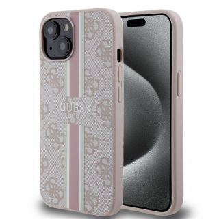 GUESS iPhone 15 Case Cover 4G Printed Stripes Pink