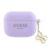 Aksesuāri Mob. & Vied. telefoniem GUESS Airpods Pro 2 Case Silicone Classic Logo Gold With 4G Charm Purple 