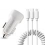 - Dudao Dudao car kit charger 2x USB 2.4A + cable USB 3in1 Lightning  /  Type C  /  micro USB cable white  R7 white