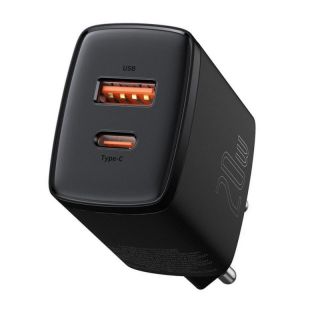 Baseus&nbsp;Compact fast charger USB  /  USB Type C 20W 3A Power Delivery Quick Charge 3.0 black  CCXJ-B01