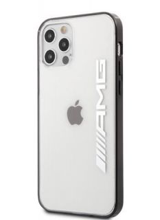- AMG iPhone 12/12 Pro 6.1' Mettalic Black Edges Case Transparent melns
