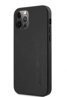 - iPhone 12 / 12 Pro 6.1' Leather Big Stamped Logo Hard Case Black melns