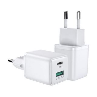 -&nbsp;Joyroom Joyroom wall charger  EU plug  USB  /  USB Type C 30W Power Delivery QuickCharge 3.0 AFC FCP white  L-QP303