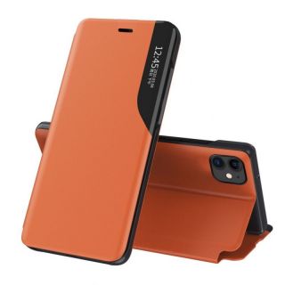 -&nbsp;Hurtel Eco Leather View Case elegant bookcase type case with kickstand for iPhone 13 orange