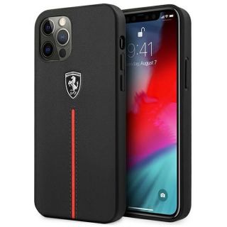 Ferrari&nbsp;FEOMSHCP12LBK iPhone 12 Pro Max black / black hardcase Off Track Leather Nylon Stripe