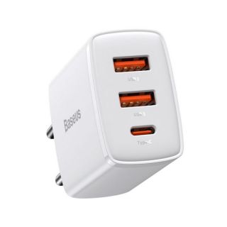 Baseus&nbsp;Compact fast charger 2x USB  /  USB Type C 30W 3A Power Delivery Quick Charge white  CCXJ-E02