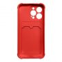 Hurtel Card Armor Case Pouch Cover for Xiaomi Redmi Note 10  /  Redmi Note 10S Card Wallet Silicone Armor Cover Air Bag Red
