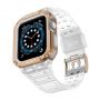 Hurtel Protect Strap Band for Watch 42 / 44 / 45mm Armored Case Strap White, Rose Gold