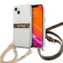 GUESS Guess Guess GUHCP13SKC4GBGO iPhone 13 mini 5.4'' Transparent hardcase 4G Brown Strap Gold Chain