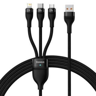 Baseus&nbsp;Baseus Baseus Flash Series II cable USB - USB Type C  /  Lightning  /  micro USB 100 W 1.2 m black  CASS030001