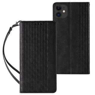 -&nbsp;Hurtel - Magnet Strap Case for iPhone 13 mini cover wallet + mini lanyard pendant black