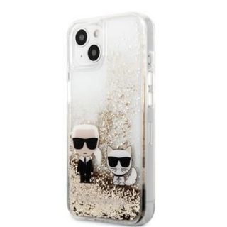 - Karl Lagerfeld iPhone 13 Liquid Glitter Karl and Choupette Case Gold zelts