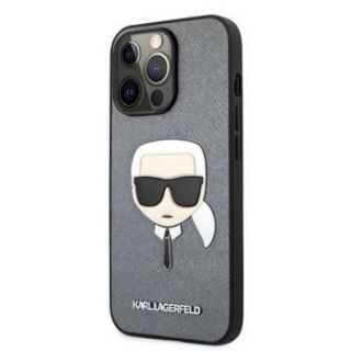 - Karl Lagerfeld iPhone 13 Pro Saffiano Karl Head Case Silver sudrabs