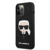 Аксессуары Моб. & Смарт. телефонам - Karl Lagerfeld iPhone 13 Pro Max Liquid Silicone Head Case Black melns Выдвижной Держатель PopSocket