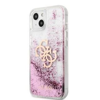 GUESS iPhone 13 Liquid Glitter Pink Case Transparent rozā