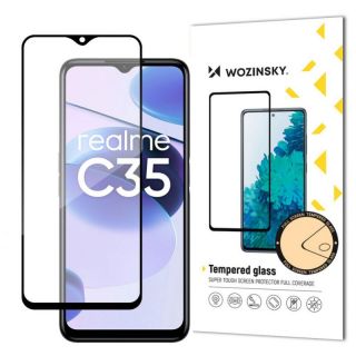 -&nbsp;Wozinsky Wozinsky super tough Full Glue Full Glue Full Screen Tempered Glass with Case Friendly Realme C35 Black Frame