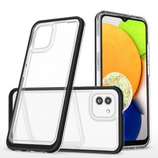 -&nbsp;Hurtel Clear 3in1 case for Samsung Galaxy A03 silicone cover with frame black
