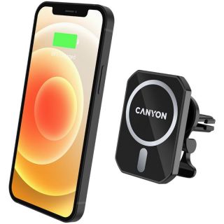 CANYON Magnetic Car Holder And Wireless Charger CM-15 15W 
 Black melns
