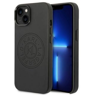 -&nbsp;Karl Karl Leather Perforated Logo Case for iPhone 14 Plus Black