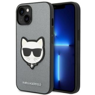 -&nbsp;Karl Lagerfeld Karl Lagerfeld KLHCP14SSAPCHG iPhone 14 6,1'' hardcase srebrny / silver Saffiano Choupette Head Patch