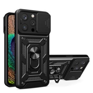 -&nbsp;Hurtel Hybrid Armor Camshield case for iPhone 14 Pro armored case with camera cover black